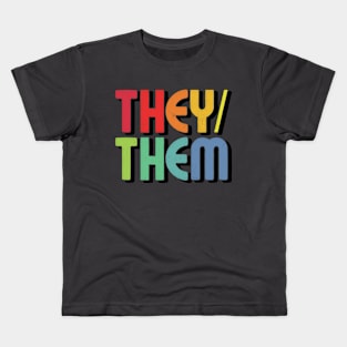 They/Them Pronouns --- Retro Style Design Kids T-Shirt